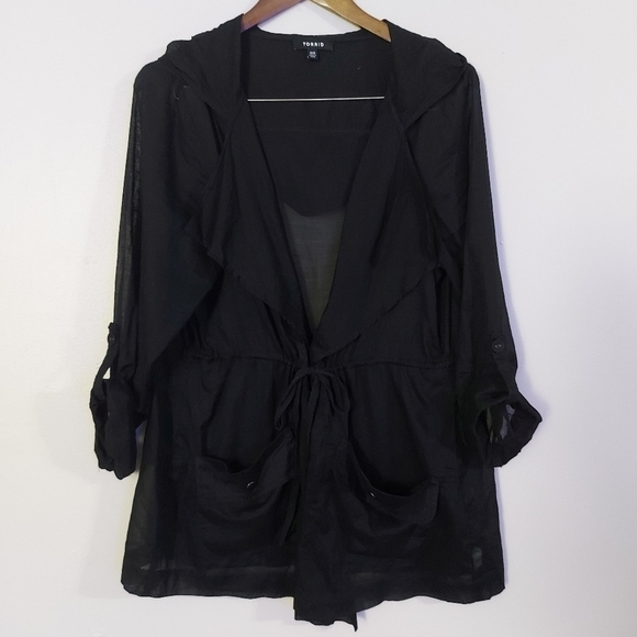 Torrid Black Voile Lightweight Jacket Cinch Waist 00XL US 10 - Picture 3 of 12